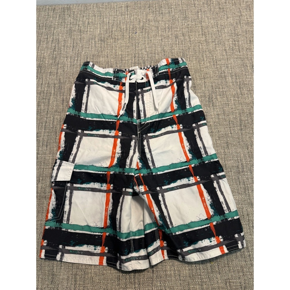 Joe Boxer Board Short Men XL Check Stretch Lace-Up Front Swim Trunks 9.5" Inseam